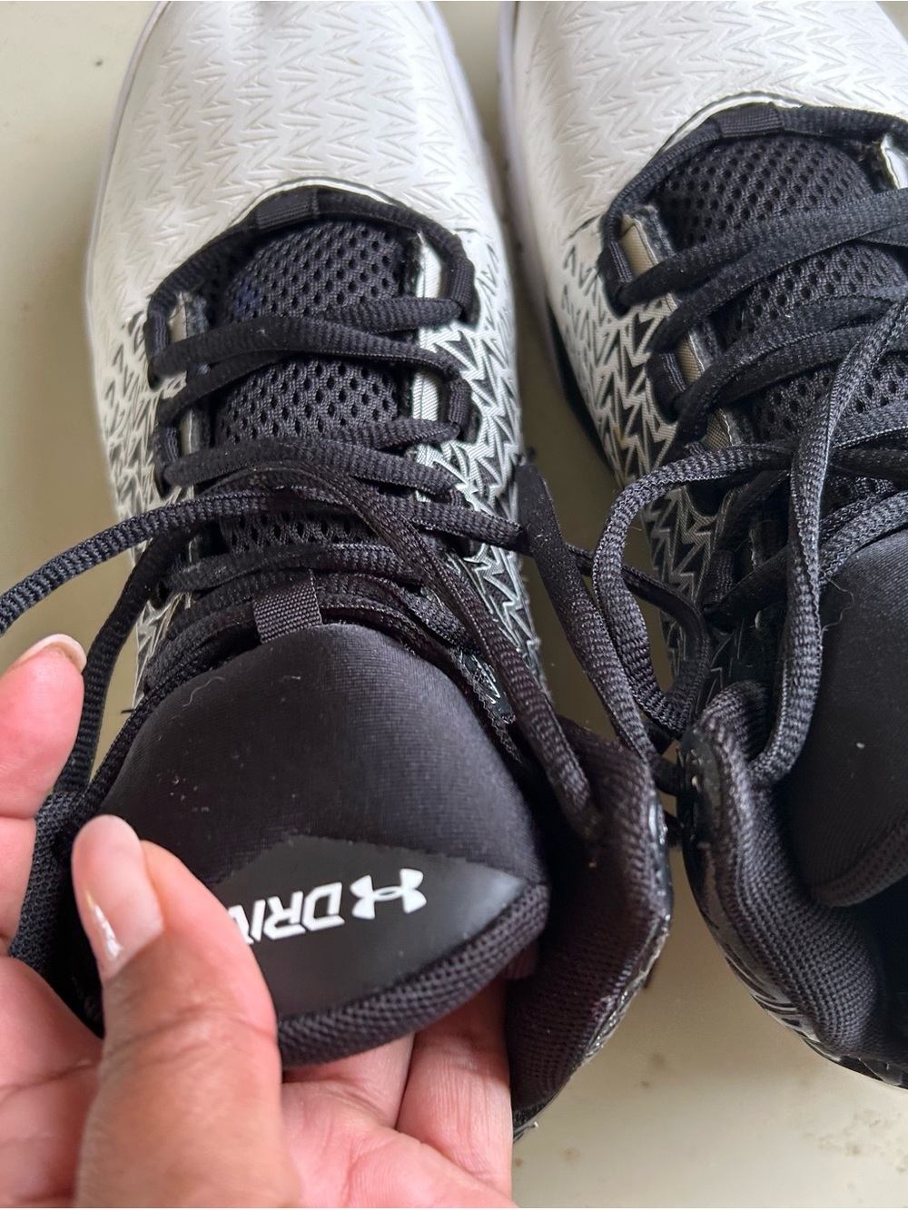 Under Armour Kids Black and White Lace-Up Sneakers